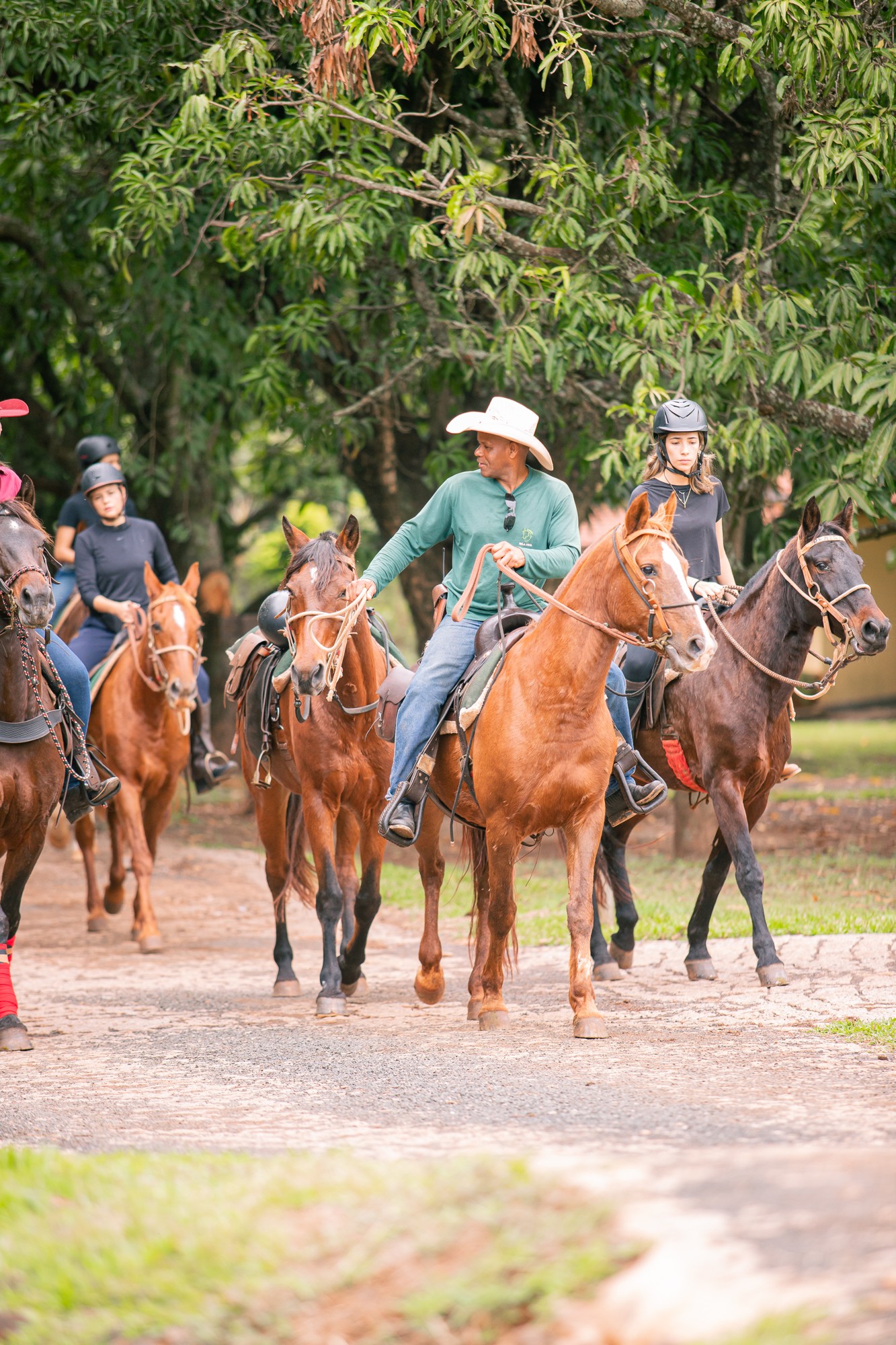 Cavalgada acompanhada pela equipe da fazenda
